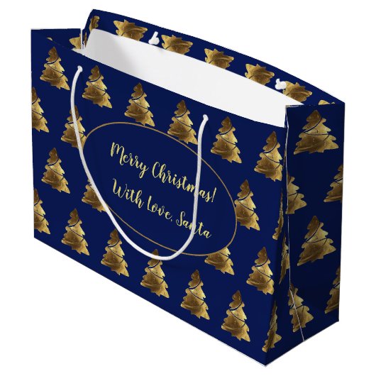Vrolijk kerstgebak met kaarsen Elegant Gold Groot Cadeauzakje (Achterkant Gekanteld)
