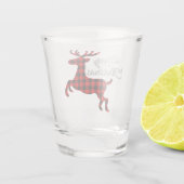Vrolijk kerstgebak op Red Black Buffalo Check Shot Glas (Achterkant)