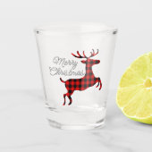 Vrolijk kerstgebak op Red Black Buffalo Check Shot Glas (Voorkant)