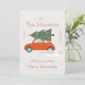 Vrolijk kerstgebak op Sinaasappel groen ontwerp va Feestdagenkaart (Staand voorkant)