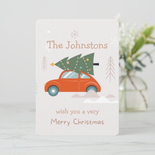 Vrolijk kerstgebak op Sinaasappel groen ontwerp va Feestdagenkaart (Staand voorkant)