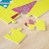 Vrolijk kerstgebak Roze blauwe kerstbomen Legpuzzel (Zijkant)