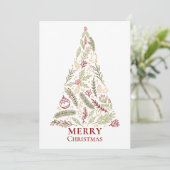 Vrolijk kerstgebak Rustic Pine en Holly Berry Feestdagenkaart (Staand voorkant)