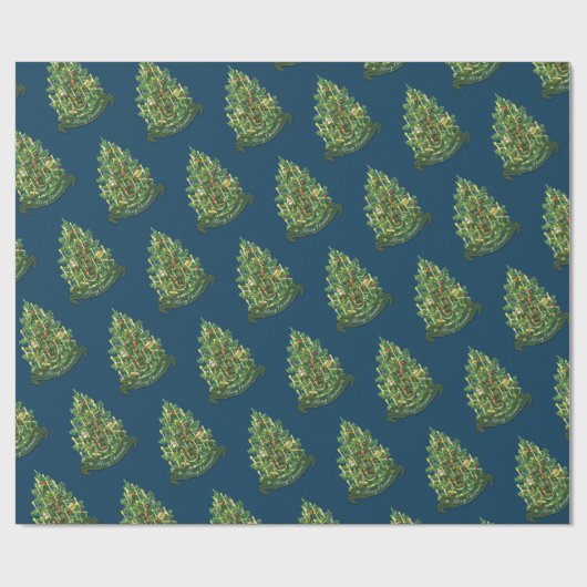 Vrolijk kerstgebak Rustisch Classic Blue Cadeaupapier (Vlak)