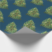 Vrolijk kerstgebak Rustisch Classic Blue Cadeaupapier (Hoek)