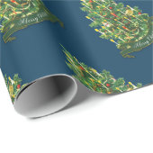 Vrolijk kerstgebak Rustisch  Classic Blue Cadeaupapier (Rol Hoek)