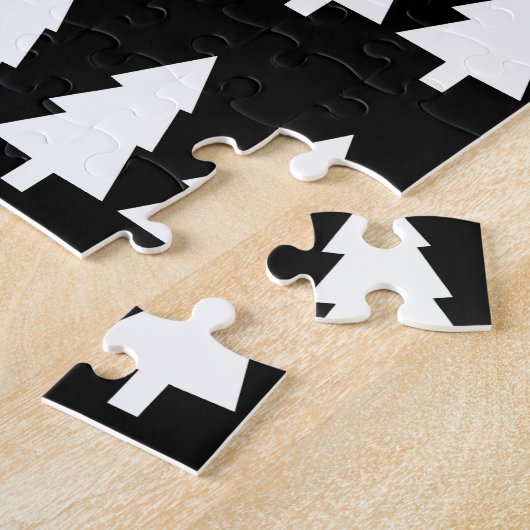 Vrolijk kerstgebak Witte kerstbomen zwart Legpuzzel (Zijkant)