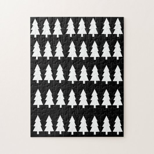 Vrolijk kerstgebak Witte kerstbomen zwart Legpuzzel (Verticaal)