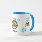 Vrolijk kerstgebak, Wreath, Bells en Snowflakes Mok (Voorkant rechts)