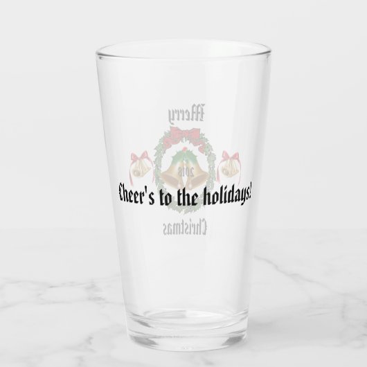 Vrolijk kerstgebak, Wreath en Bells Glas (Achterkant)