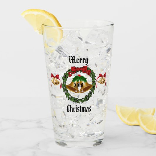 Vrolijk kerstgebak, Wreath en Bells Glas (Voorkant ijs)