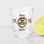 Vrolijk kerstgebak, Wreath en Bells Shot Glas (Voorkant)