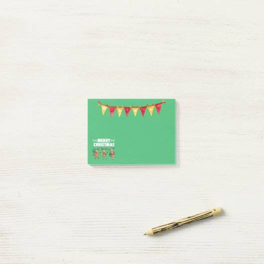 Vrolijk kerstgebanner danserrenrender post-it® notes (Op bureau)