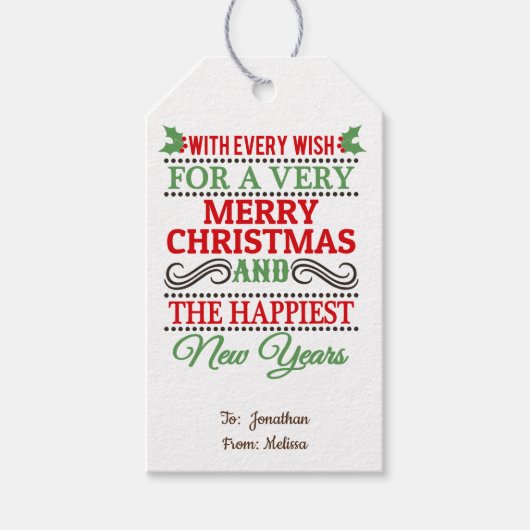 Vrolijk kerstgebaren / Gepersonaliseerd Cadeaulabel (Voorkant)