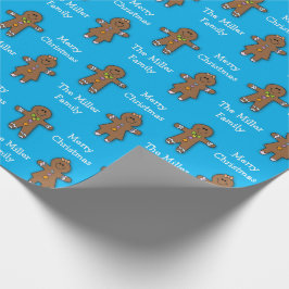 Vrolijk kerstgebarsten man Blue Cadeaupapier