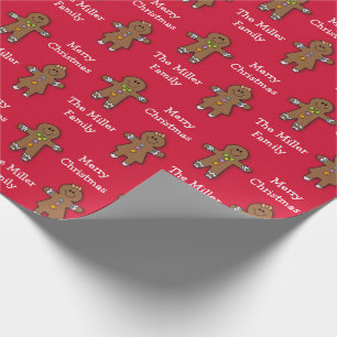 Vrolijk kerstgebarsten man Red Custom Cadeaupapier