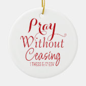 Vrolijk kerstgebed Bijbelvers Rood en Wit Keramisch Ornament (Voorkant)