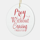 Vrolijk kerstgebed Bijbelvers Rood en Wit Keramisch Ornament (Links)