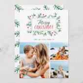 Vrolijk kerstgebilderd flesje 3 Foto Feestdagenkaart (Voorkant / Achterkant)