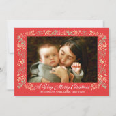 Vrolijk kerstgebladerte Lijst vakantiefoto Feestdagenkaart (Voorkant)