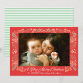 Vrolijk kerstgebladerte Lijst vakantiefoto Feestdagenkaart (Voorkant / Achterkant)
