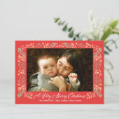 Vrolijk kerstgebladerte Lijst vakantiefoto Feestdagenkaart (Staand voorkant)