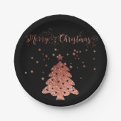 Vrolijk kerstgeblam en glitter Pink en Black Papieren Bordje (Voorkant)