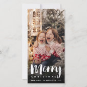 Vrolijk kerstgebold penseelscript Moderne foto Feestdagenkaart (Voorkant)