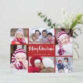 Vrolijk kerstgeborsteld Manuscript Stars Modern 6 Feestdagenkaart (Staand voorkant)