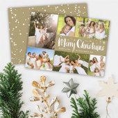 Vrolijk kerstgeborsteld script sterren Classy 6 Fo Feestdagenkaart