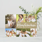 Vrolijk kerstgeborsteld script sterren Classy 6 Fo Feestdagenkaart (Staand voorkant)