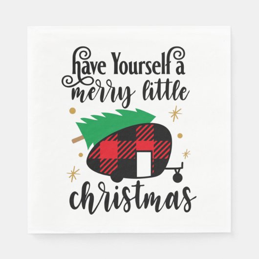 Vrolijk kerstgebuffel met kerstbomen servet (Voorkant)