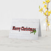 Vrolijk kerstgebuffel met vogel kaart (Gele Bloem)