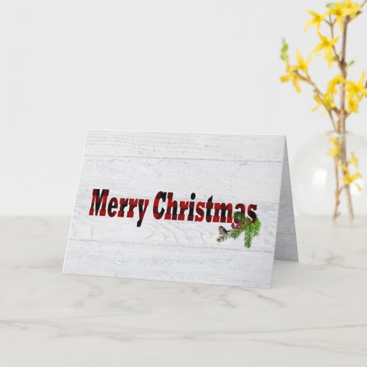 Vrolijk kerstgebuffel met vogel kaart (Gele Bloem)