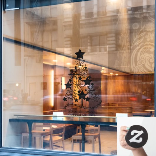Vrolijk kerstgebundelde boom op maat raamsticker (Cafe Raam)