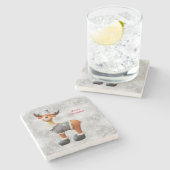 Vrolijk kerstgedoe met een pet Beverage Co Stenen Onderzetter (Zijkant)