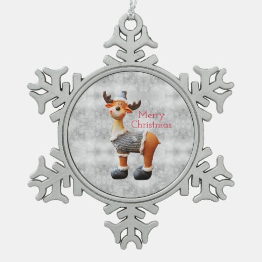 Vrolijk kerstgedoe met een pet tin sneeuwvlok ornament (Voorkant)