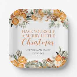 Vrolijk kerstgedroogde winterse sinaasappels Papie Papieren Bordje