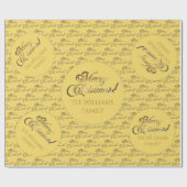 Vrolijk kerstgeel Elegant Faux Gold Script Cadeaupapier (Vlak)