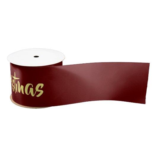 Vrolijk kerstgele tekst rood satijnen lint (Spoel)