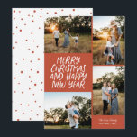 Vrolijk kerstgelukkig Nieuwjaar 4 Foto Collage Hol Feestdagenkaart<br><div class="desc">Deze stijlvolle 4-fotovakantiekaart is uitgerust met een handgeschreven stijlgroet en een fotocollage. Het omgekeerde kenmerkt een drijvend puntpatroon. Alle kleuren zijn aanpasbaar.</div>