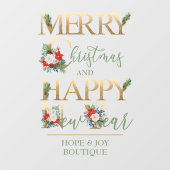 Vrolijk kerstgelukkig Nieuwjaar Elegant Typografie Raamsticker (Vel)