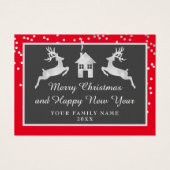 Vrolijk kerstgelukkig nieuwjaar Naam Red Silver Visitekaartje (Voorkant)