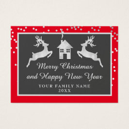 Vrolijk kerstgelukkig nieuwjaar Naam Red Silver Visitekaartje