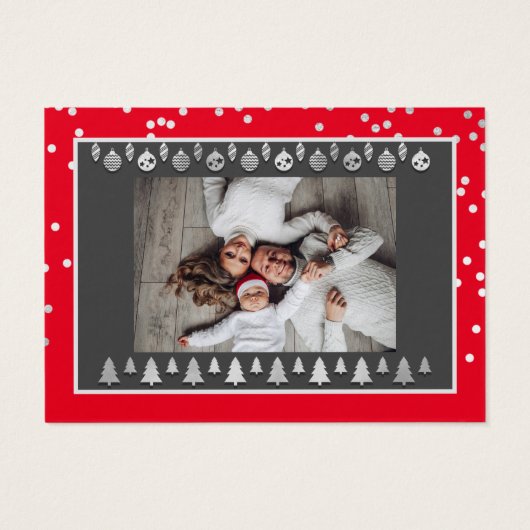 Vrolijk kerstgelukkig nieuwjaar Naam Red Silver Visitekaartje (Achterkant)