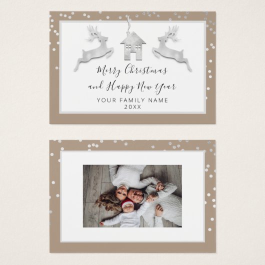 Vrolijk kerstgelukkig Nieuwjaar Wit Ivory Visitekaartje (Voorkant /achterkant)