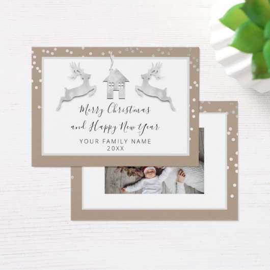 Vrolijk kerstgelukkig Nieuwjaar Wit Ivory Visitekaartje (Bureau)