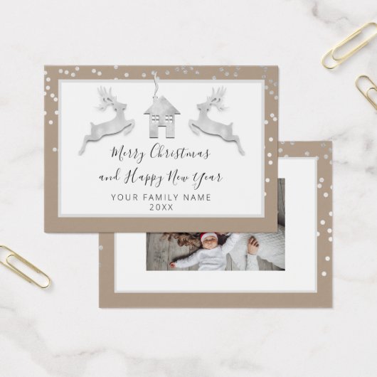 Vrolijk kerstgelukkig Nieuwjaar Wit Ivory Visitekaartje (Kantoor)