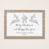 Vrolijk kerstgelukkig Nieuwjaar Wit Ivory Visitekaartje (Voorkant)