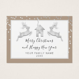 Vrolijk kerstgelukkig Nieuwjaar Wit Ivory Visitekaartje